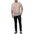 thumbnail image 2 of INSPIRE CHIC Sheer Mesh T-Shirts for Men's See Through Short Sleeves Club Tee Tops with Hood 2XL White, 2 of 4