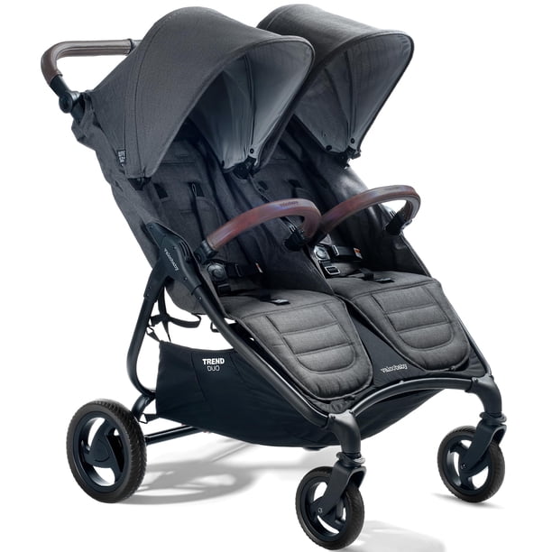 Valco Baby - Trend Duo Side by Side Double Stroller - Side by Side Double Stroller for Newborn and Toddler - Easy Compact Fold, Multi-Position Recline, Large Canopy Infant Twin Stroller (Charcoal)