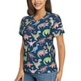 thumbnail image 2 of Fuzoiu Dinosaur Print Women's Classic V-Neck T-Shirt, Short Sleeve V Neck Tees for Casual Everyday Wear,Casual Fit Tee,Summer Fashion Tops-X-Large, 2 of 5