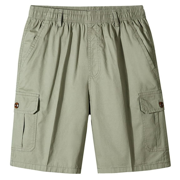 Jophufed Fashion Men's Pants Pocket Buttons Solid Leisure Time Tooling Short Pants