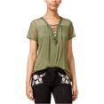 thumbnail image 1 of Gypsies & Moondust Womens Mesh Basic T-Shirt, Green, Juniors, X-Small, 1 of 1