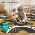 thumbnail image 4 of ODIKA 2'x3' Washable Throw Rug Record Vinyl Phonograph Abstract Music Theme Circular Shaped for Hallway, Study Room, Non-Slip Low Profile, Flatwoven, 4 of 7
