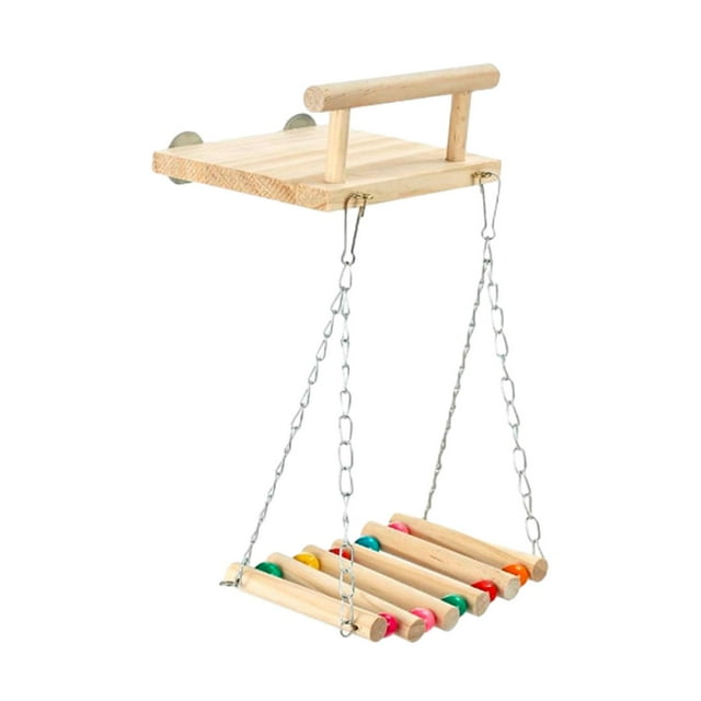 Percha de madera para pájaros, soporte resistente para loros, jaula de juguete para masticar, accesorios para guacamayo, loro gris , colibrí B