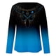 thumbnail image 5 of Moda mujer Casual impresión cuello redondo manga larga suelta camiseta otoño blusa pulóver Tops Pompotops  FGAJ6174, 5 of 5