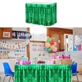 thumbnail image 4 of 2 Pcs 29x108 Inch Green Metallic Foil Fringe Tinsel Table Skirts, 4 of 7