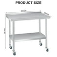 thumbnail image 2 of Table de Préparation en Acier Inoxydable 60x24 Pouces avec Dosseret et Roues Verrouillables, Table de Travail Commerciale Robuste 660 Lb avec Tablette Inférieure Ajustable, Îlot de Cuisine NSF pour Restaurant et Maison, 30 36 48 60 Pouces, 2 of 8