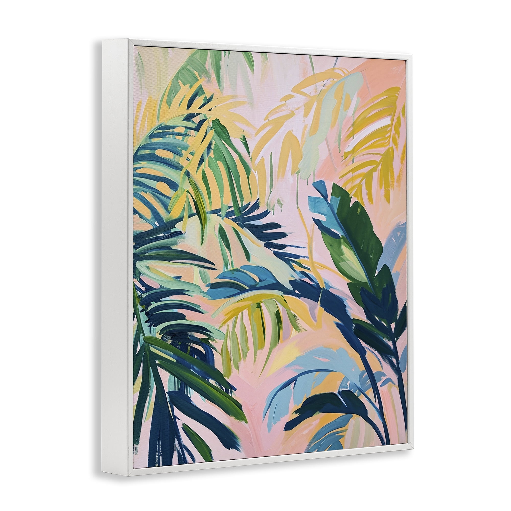 Stupell Industries Tropical Leaf Impressions Botanical & Floral Painting White Framed Art Print Wall Art, 24 x 30