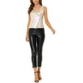 thumbnail image 3 of INSPIRE CHIC Women's Metallic Tank Top Halloween Club Party Shiny Sparkly Holographic Cami Top S Multicolor Beige, 3 of 7