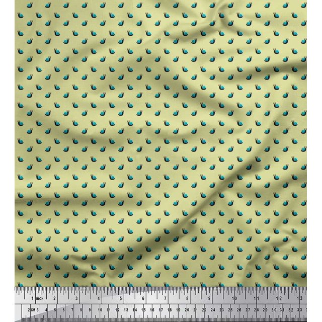 Soimoi Crepe Silk Fabric Snail Small Decor Fabric Printed Yard 42 Inch Wide