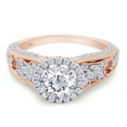 thumbnail image 3 of 1 1/2 Ct Round Cut Lab Created Moissanite Diamond Halo Cluster Engagement Ring In 14K Rose Gold Plated Sterling Silver(G-H Color,VVS1 Clarity,1.50 Cttw)-5, 3 of 8