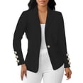 thumbnail image 4 of Sentmoon Blazers Color Block Long Sleeve Lapel Button Down Blazer Jacket with Cuff Detail for Office Work, 4 of 8