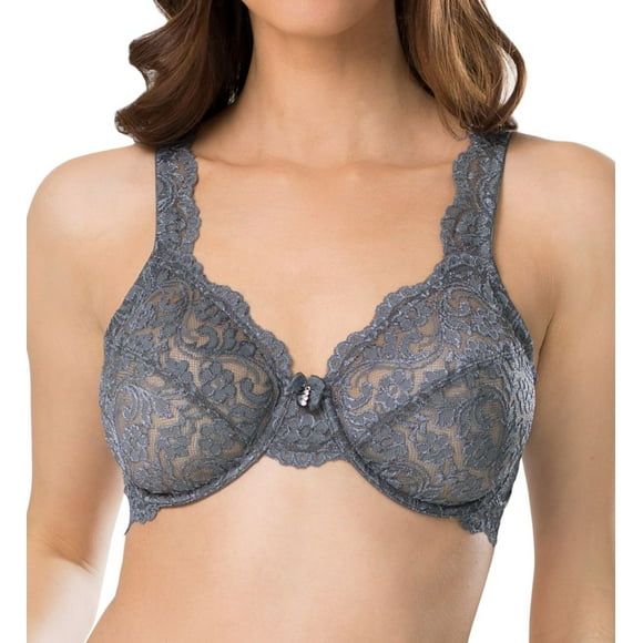 Women's Smart and Sexy 85045 Signature Lace Unlined Underwire Bra (Anthracite 44DDD)