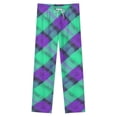 thumbnail image 4 of Green And Purple Plaid Pattern Winter Female Pants Flannel High Waist Women Pants Lady Warm Straight Leg Plush Trousers, 4 of 7