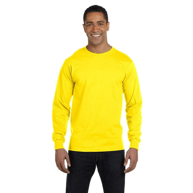 Hanes Beefy-T T-Shirt à Manches Longues pour Hommes, G, Jaune