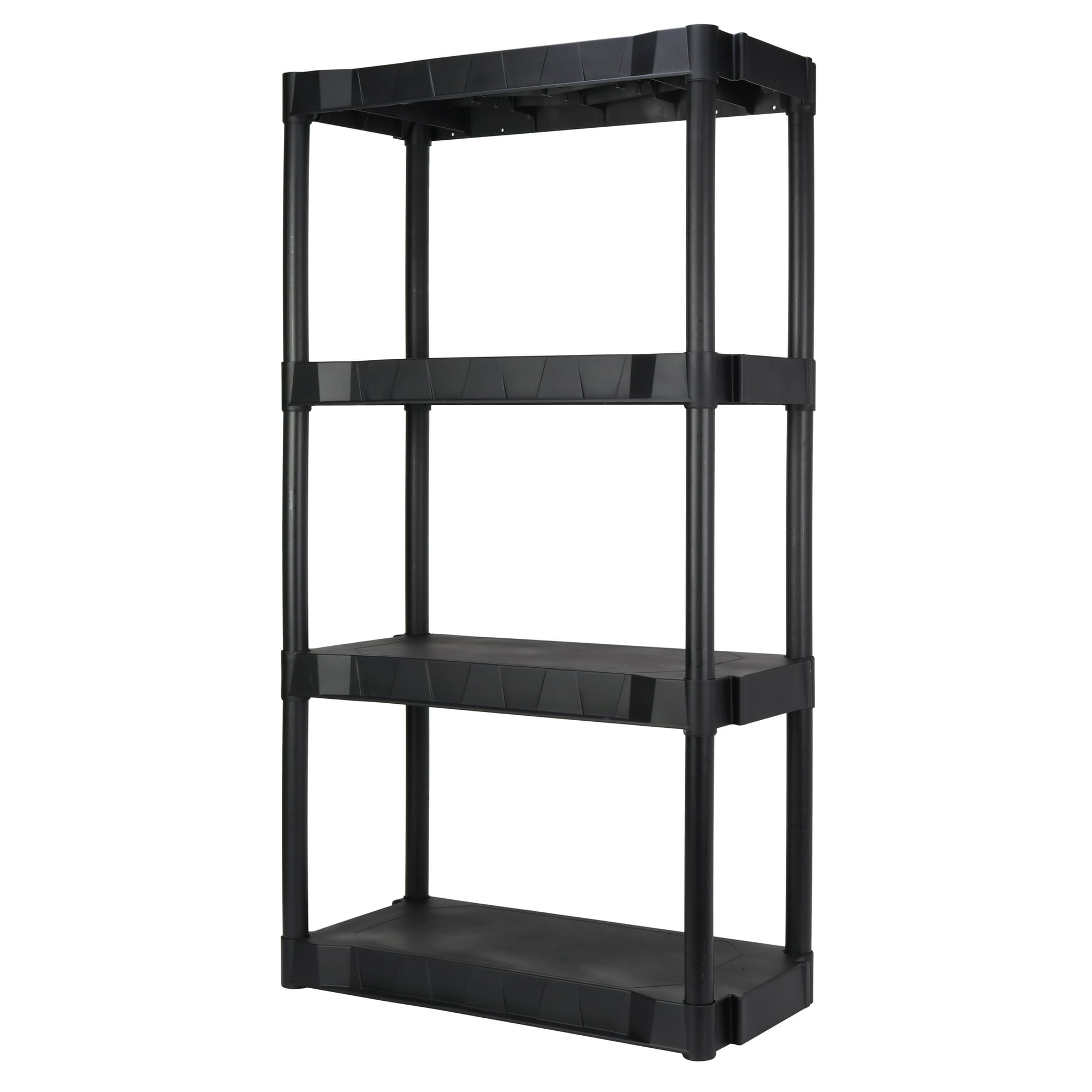 (2 pack) Hyper Tough Black Plastic 4-Tier Shelving Unit, 280 lb Capacity, 56.2x30x13.8 Inches