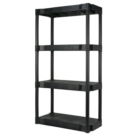 Hyper Tough 4 Shelf Plastic Shelving Unit 13.88  (D) x 30  (W) x 56.2  (H)  Black