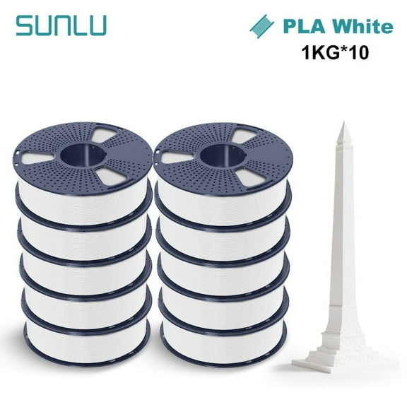 SUNLU PLA Filament of 3D Printer  1.75mm, PLA 3D Printer Filament , 10 kg White