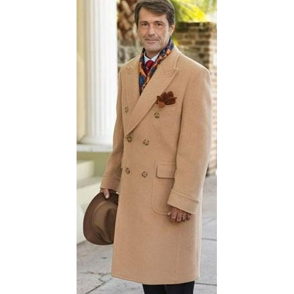Men's Camel Double Breasted Wool Blend Overcoat Alberto DB-COAT
