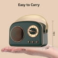 thumbnail image 7 of Oraolo Retro Bluetooth Speakers, Small Wireless Bluetooth Speaker, Vintage Fashion Style, Portable Outdoor Speaker with Powerful Sound, Support Card Port for Bedroom (Green), 7 of 7