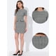 thumbnail image 2 of INSPIRE CHIC Vestido de tubo de oficina de negocios con patrón de manga corta y cuello redondo de pata de gallo vintage para mujer Negro XL, 2 of 4