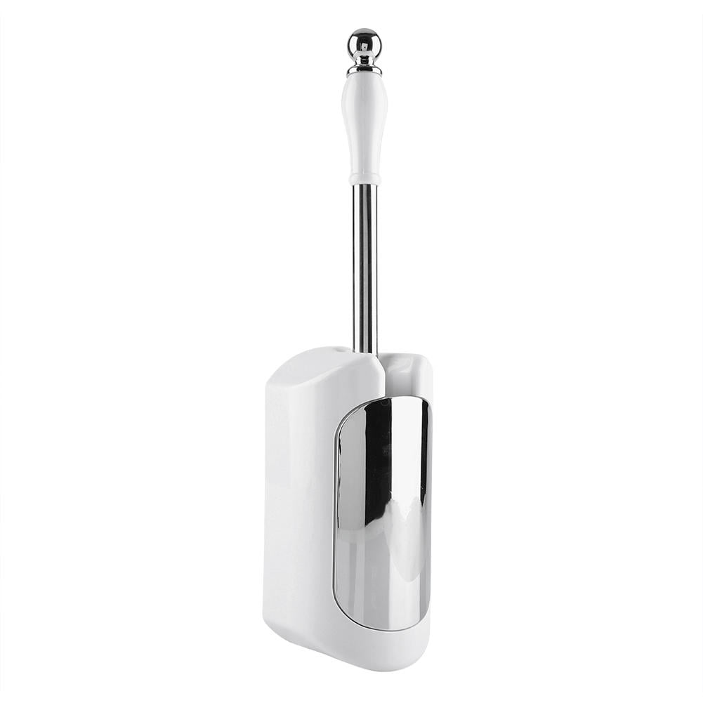 BIMZUC Premium Toilet Brush & Holder Set – Durable Stainless Steel Handle, Thick Plastic Bristles, Detachable Brush Head, Wall‑Mounting Adhesive, White