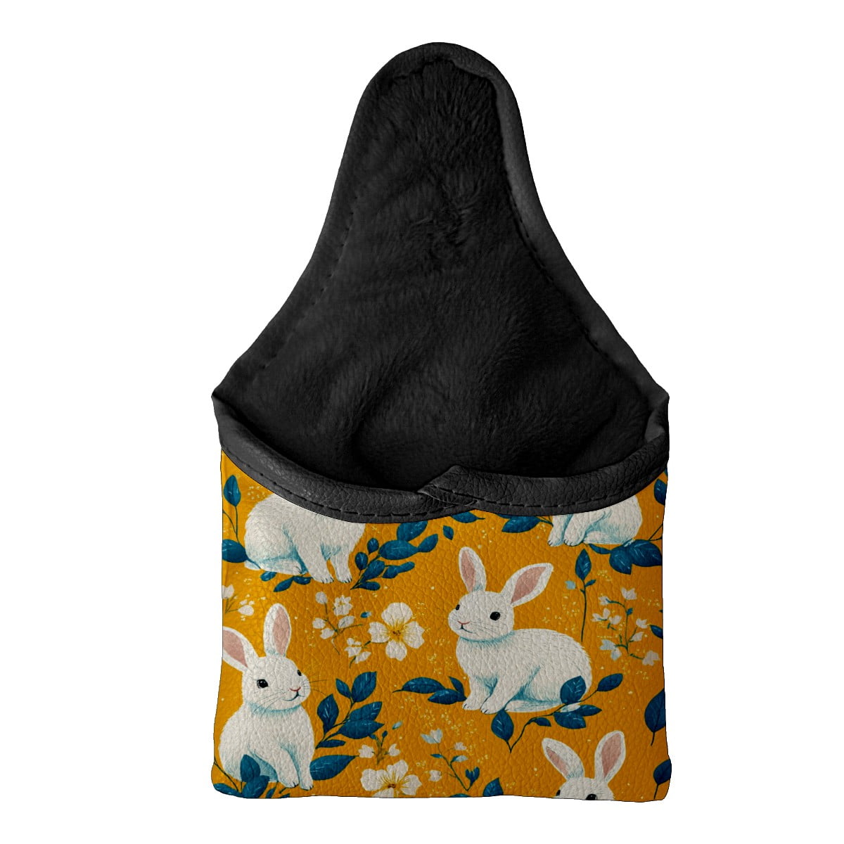 Golf Mallet Putter Cover Premium Leather Waterproof Golf Putter Head Cover with Magnetic Closure White Rabbit