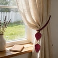 thumbnail image 6 of NWOKYZGH 1 Pack Boho Curtain Tiebacks, Double Leaf Hand Knitting Cotton Curtain Tiebacks with Wooden Bead, Farmhouse Style Curtain Holdback Rope for Home Bedroom office Decorative, 6 of 6