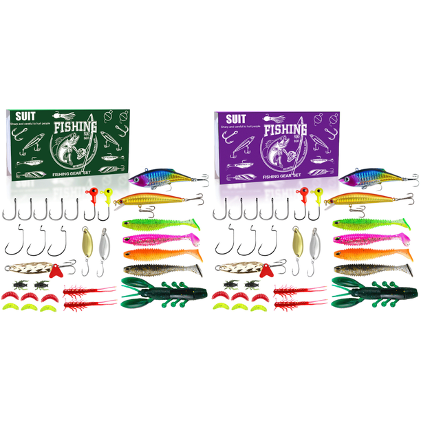 Kit Señuelos Pesca Con Anzuelos Y Cebo Gusano Suave para Lubina () Verde