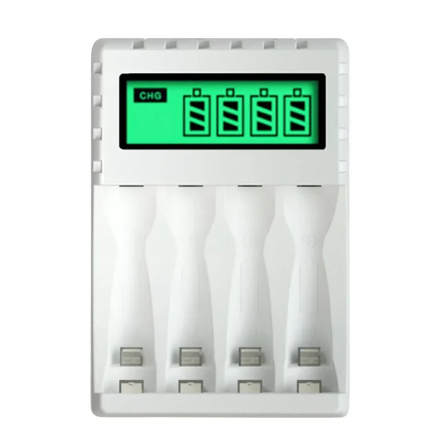Cargador de baterías LCD de 4 ranuras para pilas AA/AAA, cargador de baterías NiMH USB