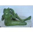 thumbnail image 5 of Nifao Musical Frog Playing Flute Bronze Statue with Green Patina – Home Decor Sculpture, 20"L x 18"W x 12"H, 5 of 9