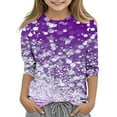 thumbnail image 2 of BLTIBY Toddler Baby Girls Boys Sweatshirts Autumn Spring Infant Sequin Printed Pullover Crewneck Blouse 3/4 Sleeve Top Shirts Fashion Casual Clothes Purple 2 7-8 Years, 2 of 5