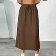 thumbnail image 6 of Women's Midi Skirts Summer Elasticated Waist Ladies Skirts With Pockets Brown XXL, 6 of 6