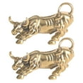 thumbnail image 6 of WHAMVOX 2pcs Mini Brass Bull Statue Feng Shui Bull Figurine Desk Wealth and Prosperity Animal Sculpture for Office Home Living Room Bedroom Bookshelf Decor, 6 of 8