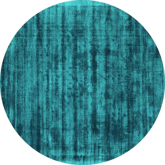Ahgly Company Indoor Round Abstract Turquoise Blue Contemporary Area Rugs, 7' Round