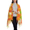 thumbnail image 2 of Sikiie Cartoon Pumpkins Shawl Wraps Big Scarf Tassel Fall Winter Thick Scarf Warm Shawl Women Fall Gifts, 2 of 8
