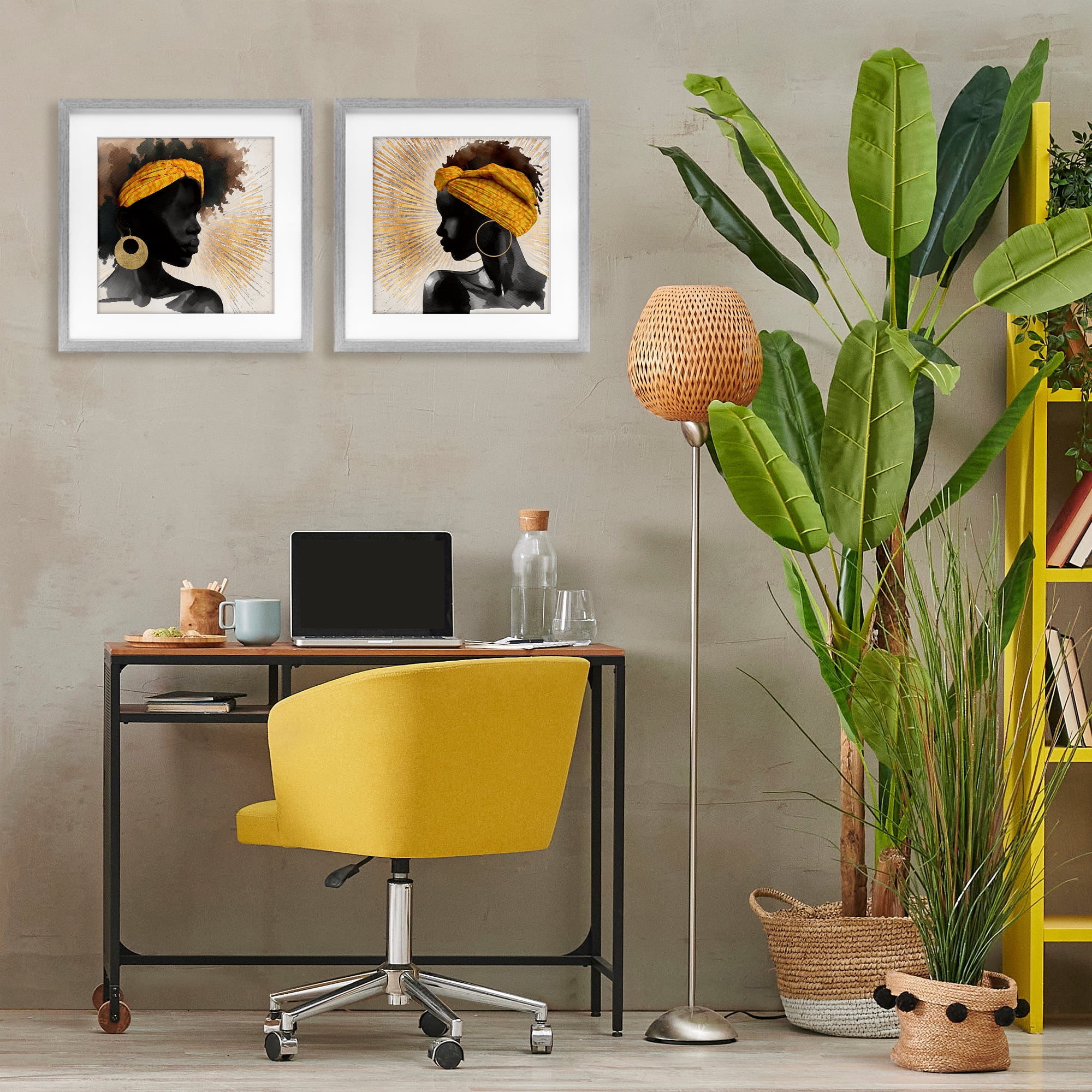 Stupell Industries Radiant Portraits Of Women 2 Piece Gray Framed Print Under Glass Set, design by CAD Designs