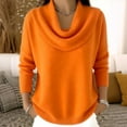 thumbnail image 4 of ClodeEU Women's Front Ruff Sweater,Long Sleeve Lightweight Pullover ,Casual Knit Tops Orange,Womens Plus L, 4 of 8