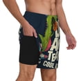 thumbnail image 3 of Picia Dinosaur Basketball Player pattern Mens Swim Trunks with Compression Liner Stretch Beach Shorts Quick Dry with Zipper Pockets No-Chafing Board Shorts-Medium, 3 of 9