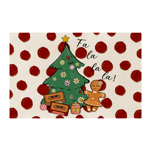 Mantel individual navideño, posavasos decorativos, reutilizables, fáciles de limpiar, decoración para fiestas navideñas, mantel para cocina y comedor Árbol de Navidad