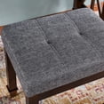 thumbnail image 6 of JESONVID Solid Wood Upholstered Vanity Bench, Fabric Tufted Foot Stool Small Vintage Ottoman with Padded Cushion Seat Carved Footrest Rustic Legs for Bedroom Living Room Light Grey 318DG, 6 of 8