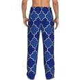 thumbnail image 3 of Balery Men'S Blue Gold Grid Lantern Shapes Pants,Sleepwear Pants,Pajama Pants,Pj Bottoms Drawstring And Pockets-Small, 3 of 9
