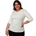 thumbnail image 1 of Blusa con perlas en hombros, modelo 3743-C (blanco) blanco 36 Roman Fashion Blusa extra 3743-C, 1 of 5