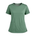 thumbnail image 3 of Resivox Scrubs for Women Professional Plus Size Basic Scrub Stretchy V-Neck Scrub Shirts Medical Scrubs Nursing Scrubs Scrub Tees Green 5XL, 3 of 5
