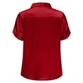 thumbnail image 4 of Posijego Women's Satin Short Sleeve Blouse Business Work Office Lightweight Silk Casual Dressy Collared Tops, 4 of 8