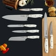 thumbnail image 3 of Sabatier 13-Piece Forged Triple Rivet Knife Block Set, High-Carbon Stainless Steel Kitchen Knives, Razor-Sharp Knife Set with Acacia Wood Block, White Handles, 3 of 7