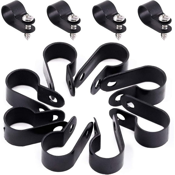 120Pcs Plastic Cable Clamp R Type Screw Mounting Cord Fastener Cable Clips with Screws for Wire Management Cable Conduit (1/2\