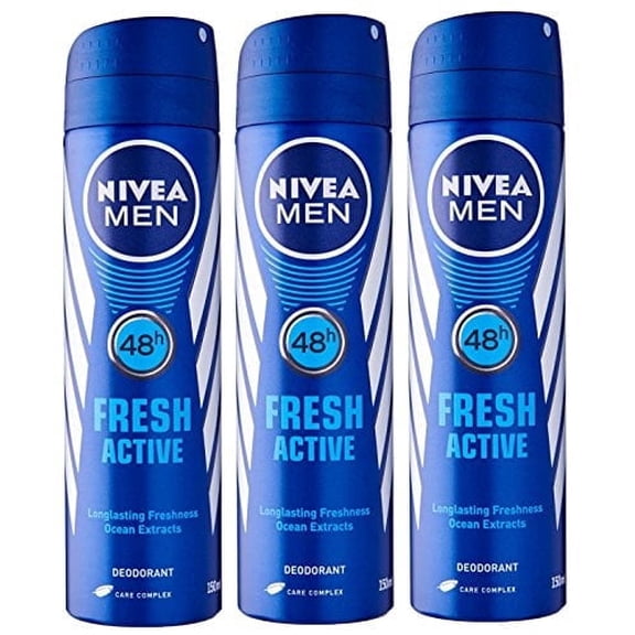 NIVEA Nivea for Men Long-Lasting Antiperspirant Deodorant Spray Pack of 3, Fresh, 150 mL