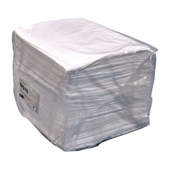 Sorbent Pad, 30 gal, 16 in x 18 in, Oil, White, Polypropylene