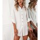 thumbnail image 4 of Vestido De Camisa Con Solapa Para Mujer, Camisa De Longitud Media Para Mujer, Dobladillo Irregular Elegante, Lavable A Máquina, Agradable A La Piel Para Ir De Compras ANGGREK M blanco, 4 of 8