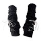 thumbnail image 1 of Calentadores de brazos tejidos, mitones de punto de invierno, calentadores de muñecas estilo japonés Negro con cinta rosa, 1 of 9